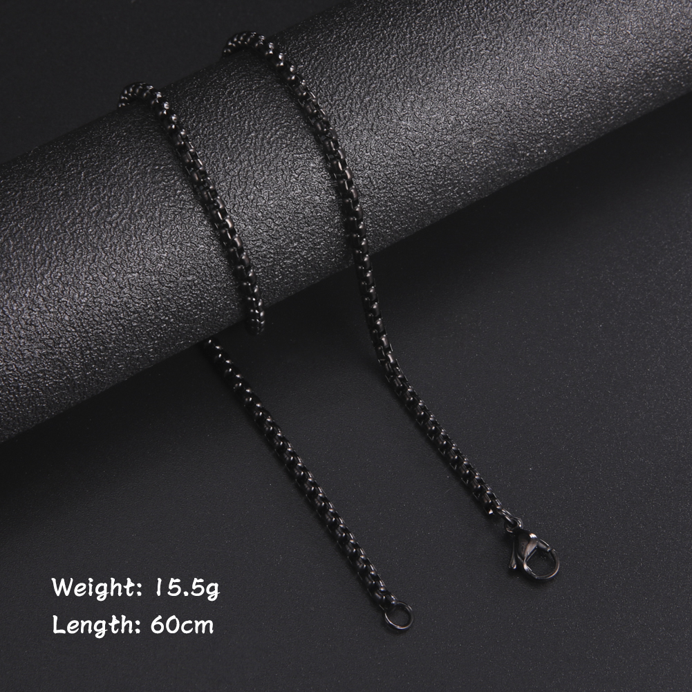 Skyrim-collar de cadena de caja larga de 60cm para hombre, cadenas de eslabones de Color negro y dorado de acero inoxidable, joyería Punk básica al por mayor: Azul de zinc