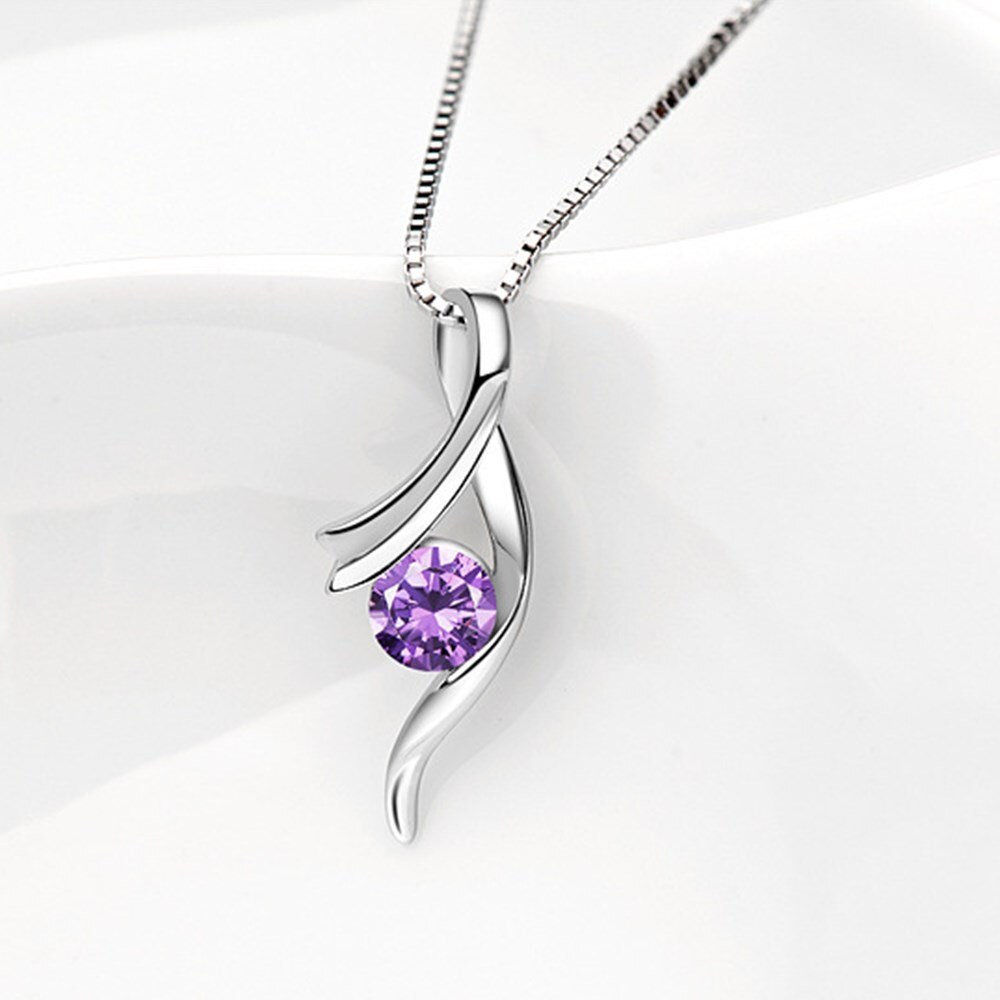 NEHZY 925 sterling silver woman jewelry purple crystal zircon simple pendant necklace length 45CM: 300