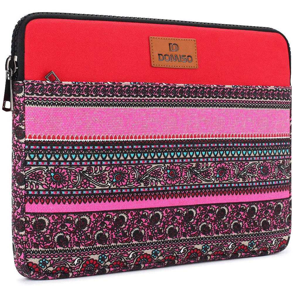 Domiso blomst stil stødsikker laptop sleeve taske til 10 " 11 " 13 " 13.3 " 14 " tommer macbook air/lenove/dell computertaske til kvinder: Rød / 13- tommer