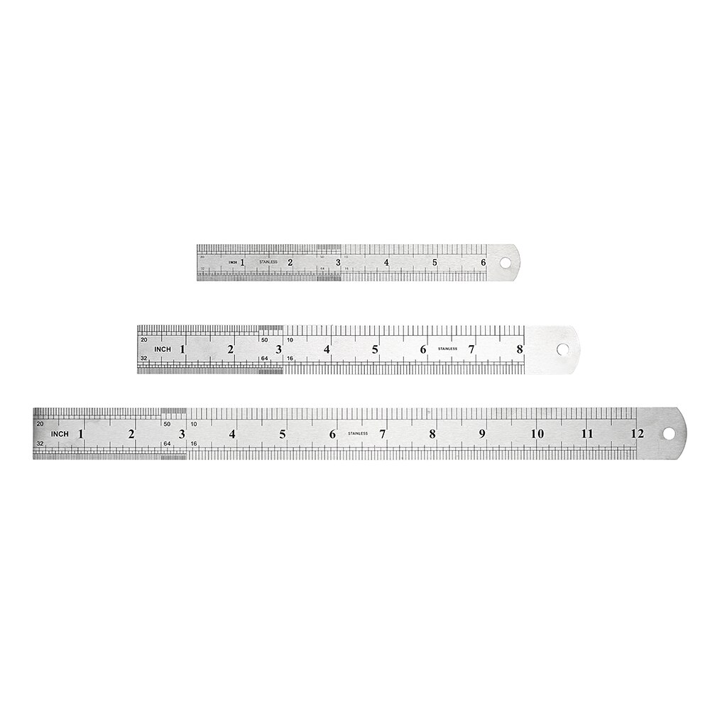 DIYWORK Double Sided Measuring Tools Stainless Steel Precision Straight Ruler Metal Rule 15cm 20cm 30cm Gauging Tool