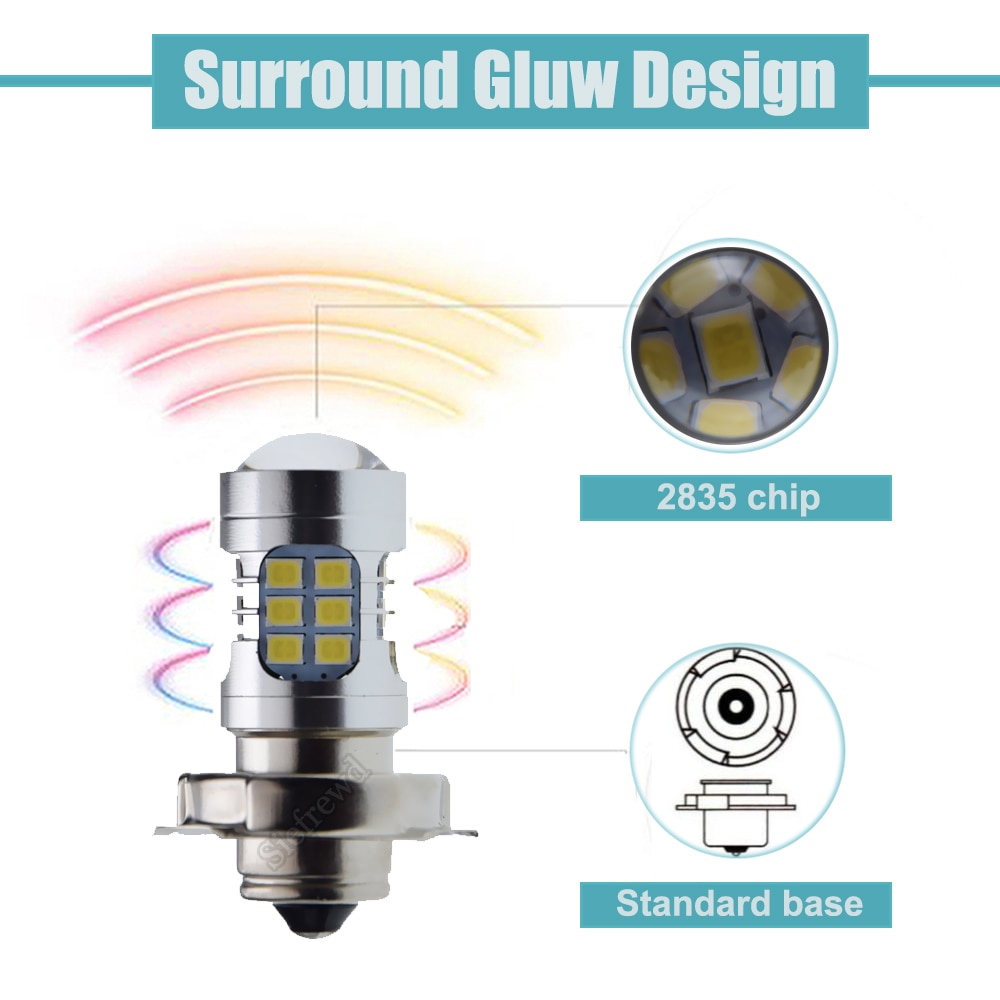 1Stck 6 V 6 Volt AC P26S LED-lampe Motorrad Scheinwerfer 3030 30 SMD Motobike Moto Licht 6000K Rolle Moped ATV UTV Vorderen Kopf Lampe