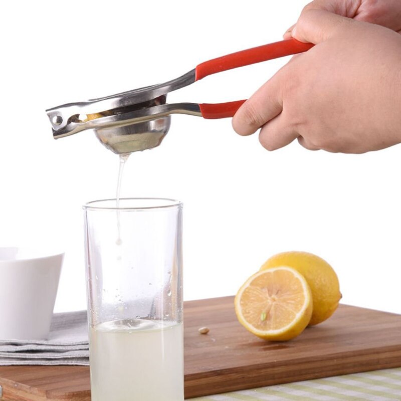 Lucog Roestvrijstalen Huishoudelijke Premium Metalen Lemon Lime Squeezer Citrus Druk Juicer Met Siliconen Handgrepen