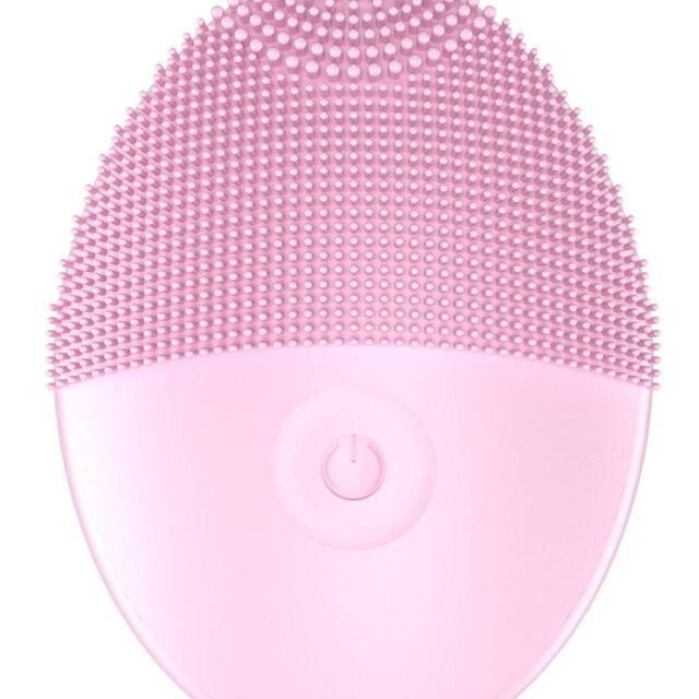 2020 nuova spazzola per la pulizia del viso in silicone mini massaggio elettrico strumento per la pulizia del viso impermeabile spazzola per la pulizia dei pori del viso profondo morbido: play rosa