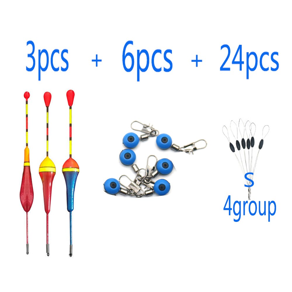 Fishing float connector positioning bean 3pcsFishing+Floats+6pcsFishing float connector+24pcsFishing positioning beans