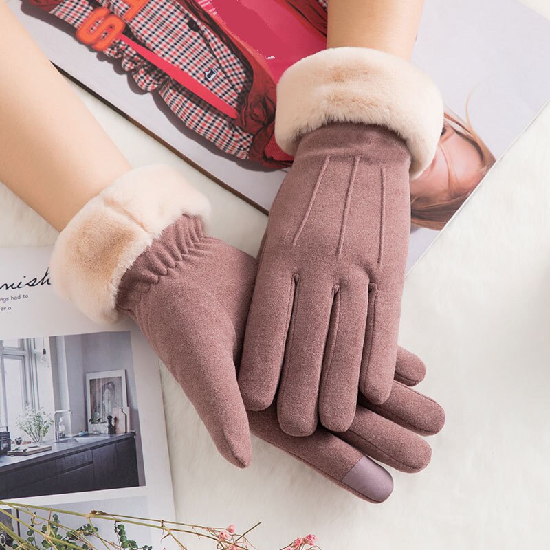 Herfst En Winter Dubbele Warme Handschoenen Plus Fluwelen Dikke Handschoenen