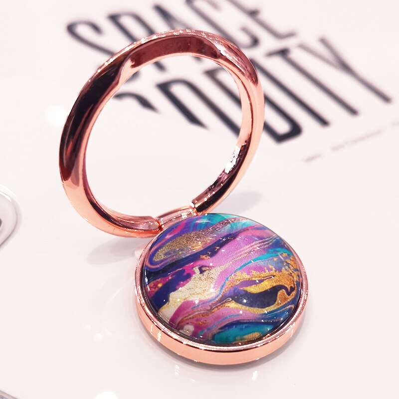 Rose gold metal finger phone holder for iPhone X 8 7 11 12 Pro 360 degree marble pattern phone holder for Samsung phone holder: 04