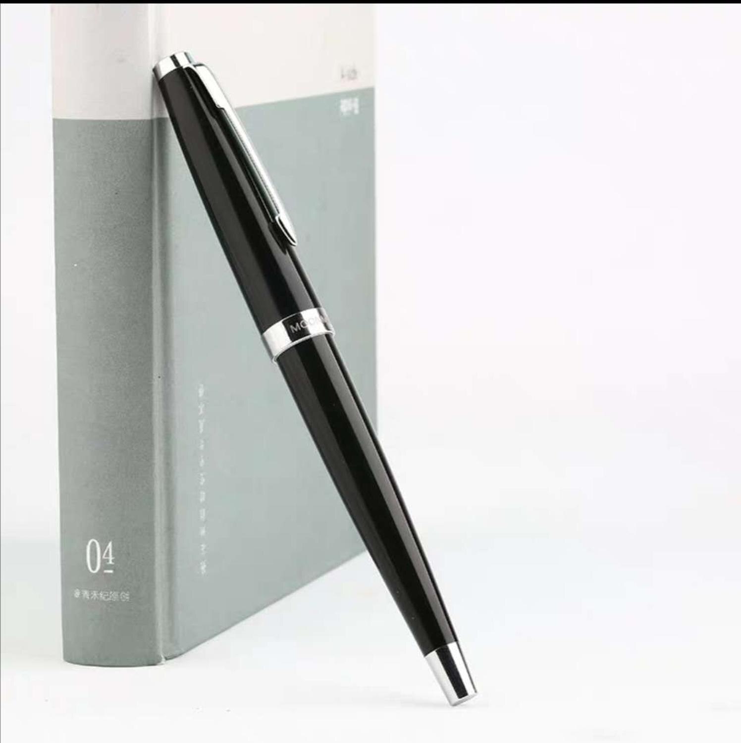 Pluma estilográfica Moonman de 80s, semiexpuesta pluma de tinta, bolígrafo convertidor de Punta fina, papelería de oficina, suministros escolares, pluma estilográfica: Black