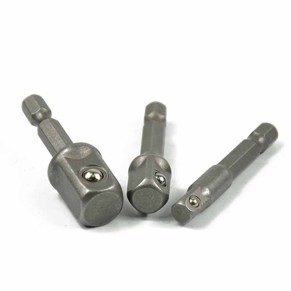 3 stk krom vanadium stål adapter adapternøgle unbrakoskrue  to 1/4 " 3/8 " 1/2 "udvidelsesbor bor hex bitsæt elværktøj
