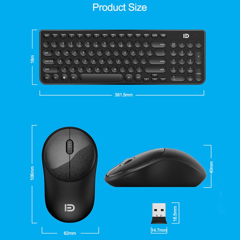 Low-Noise Wireless Keyboard and 2.4G Wireless Mouse 1500DPI Ultra-Thin Wireless Keyboard Mouse for Laptop Notebook Computer