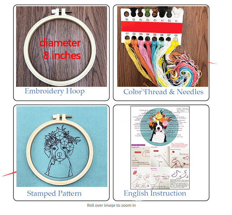 Kit de costura con patrón de plantas hecho a mano, Kit de punto de cruz para principiantes, tejido de bordado hecho a mano, bolsa de Material de hilos