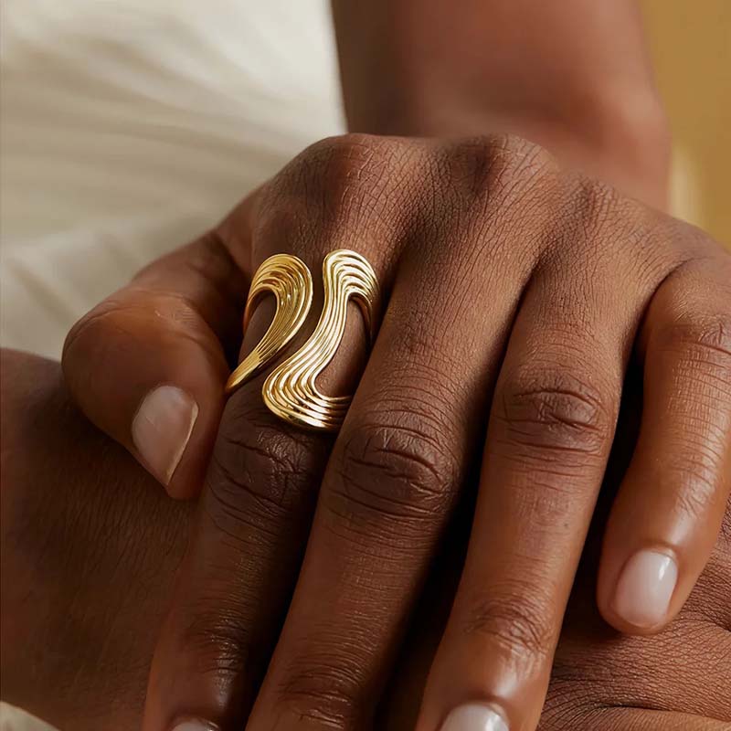 Rustfrit stål stor personlig ring stilfuld minimalistisk metal statement vandtæt smykker til kvinder