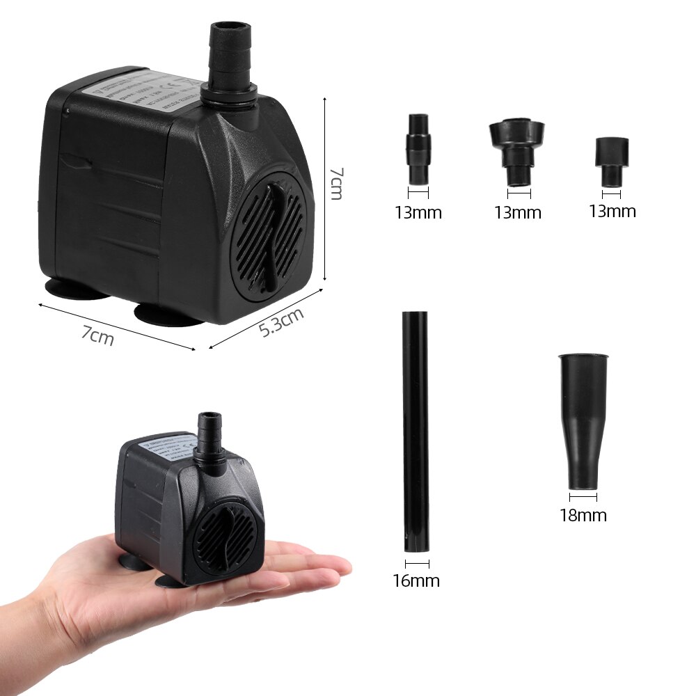 Mini Submersible Water Pump with LED Light for Aquariums Fish Tank Underwater Fountain Waterfall Water Pumps Lighting Decor