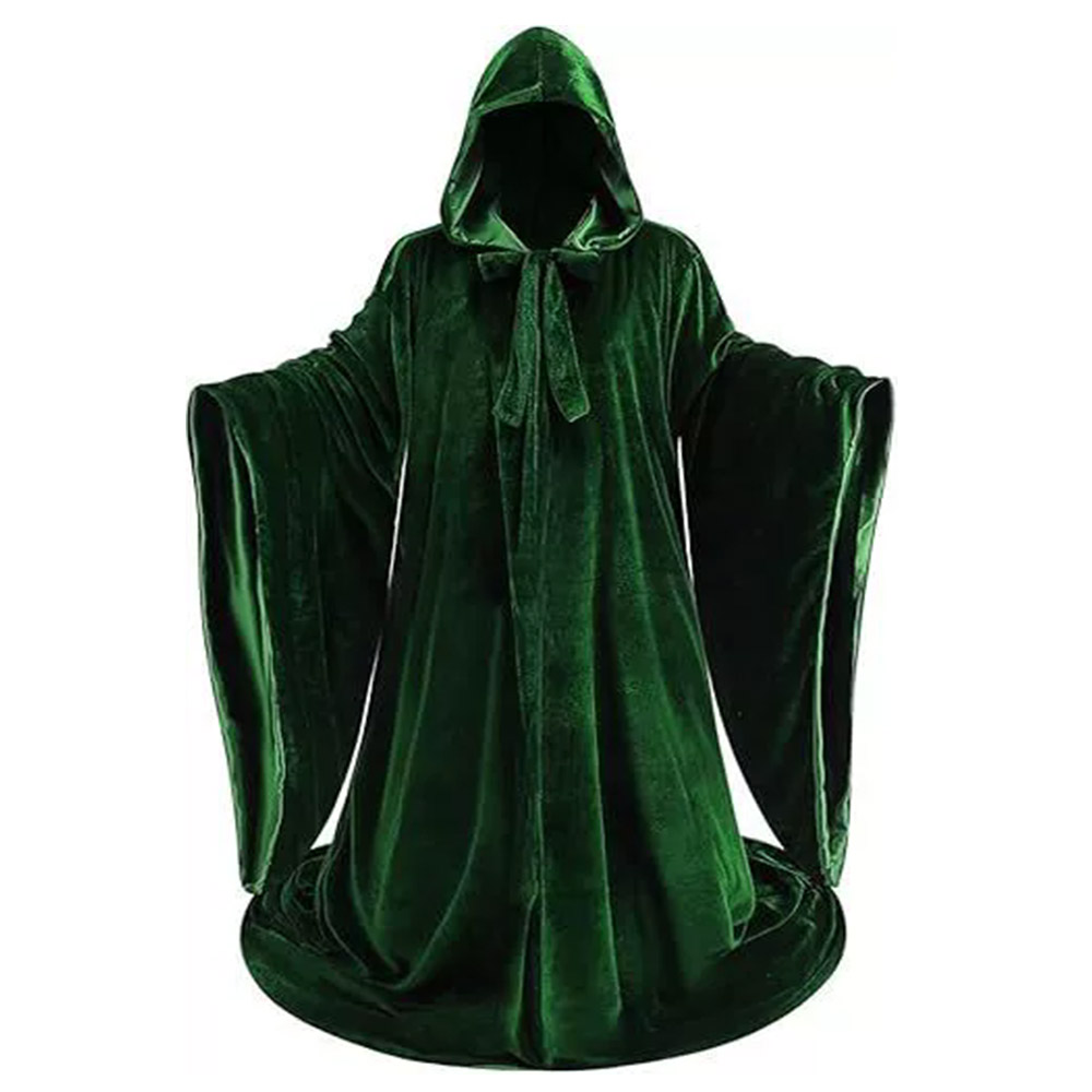 Costume da mantello con vestaglia nera medievale di Halloween Costume da prete per adulti Cosplay con cappuccio e mantello allentato spaventoso e spettrale per bambini e donne: verde