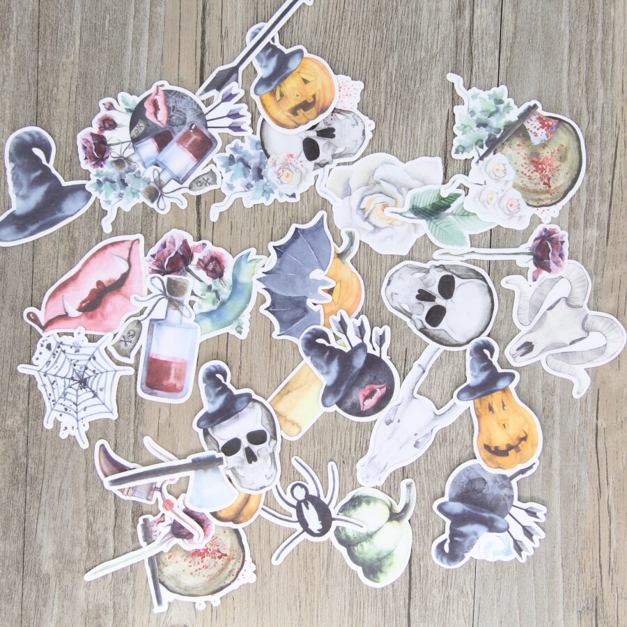 40pcs Halloween Pumpkin Cartoon Photo Album Scrapbook Waterproof Decoration Sticker DIY Handmade Scrapbook Sticker