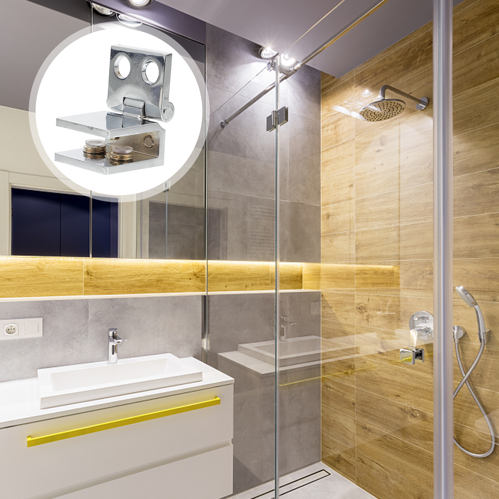 Glastürscharnier Kupfer Silber Küchenschrankscharniere für Tor Dusche Rahmenlose Türen Vitrine Scharnier Einfache Installation Lang