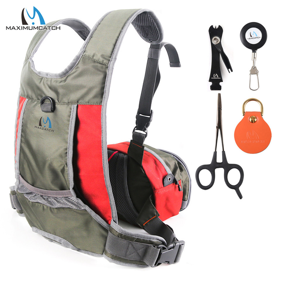Maximumcatch Compact Fly Fishing Vest Light Weight Adjustable Chest Pack for Men Women Outdoor Fishing Vest: KAH Vest with tools