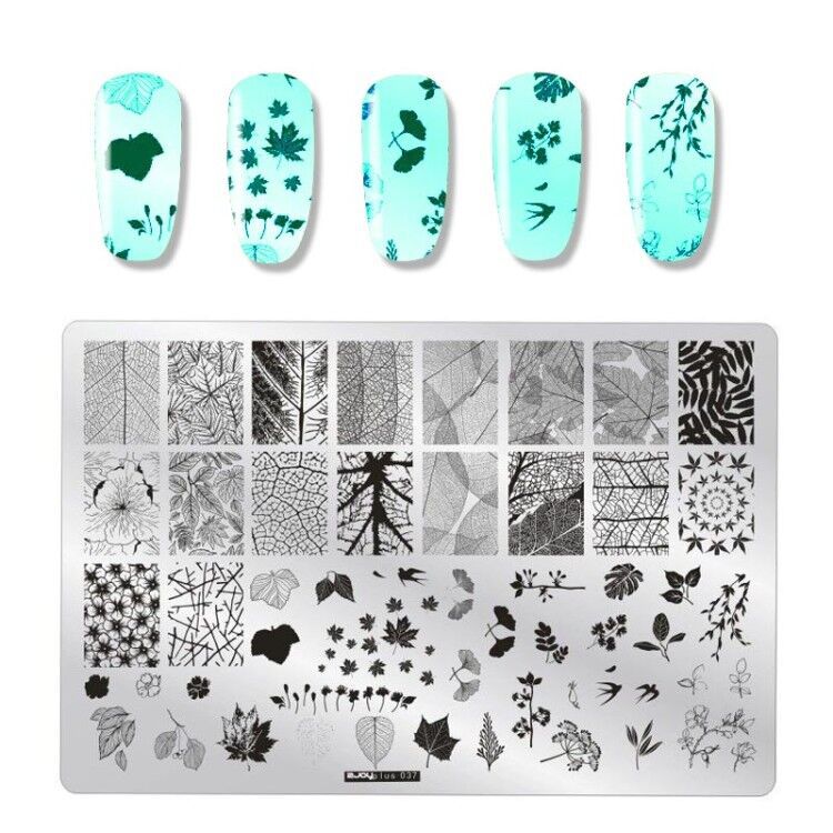 ANGNYA Square Dandelion Nail Stamping Plates Animal Patterns Stainless Steel Nail Art Stencil Tools Stamp Plate 9.5*14.5