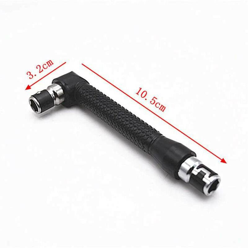 1pc Adjustable Double Head Handle Black 6.35 Wrench Sleeve Hex Universal Ratchet Bit Hook L-type 1/4 Head With Screwdriver P8U5