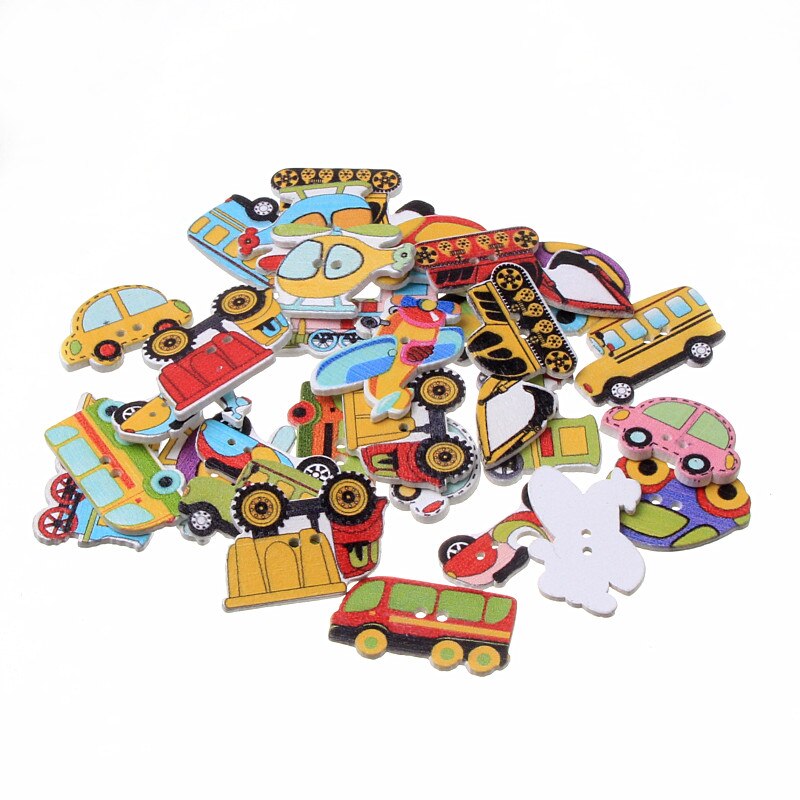 50Pcs Mixed Style 2 Holes Wood Buttons For Clothes Sewing Craft Scrapbooking Handicraft Buttons DIY Apparel Accessories: B02277-11