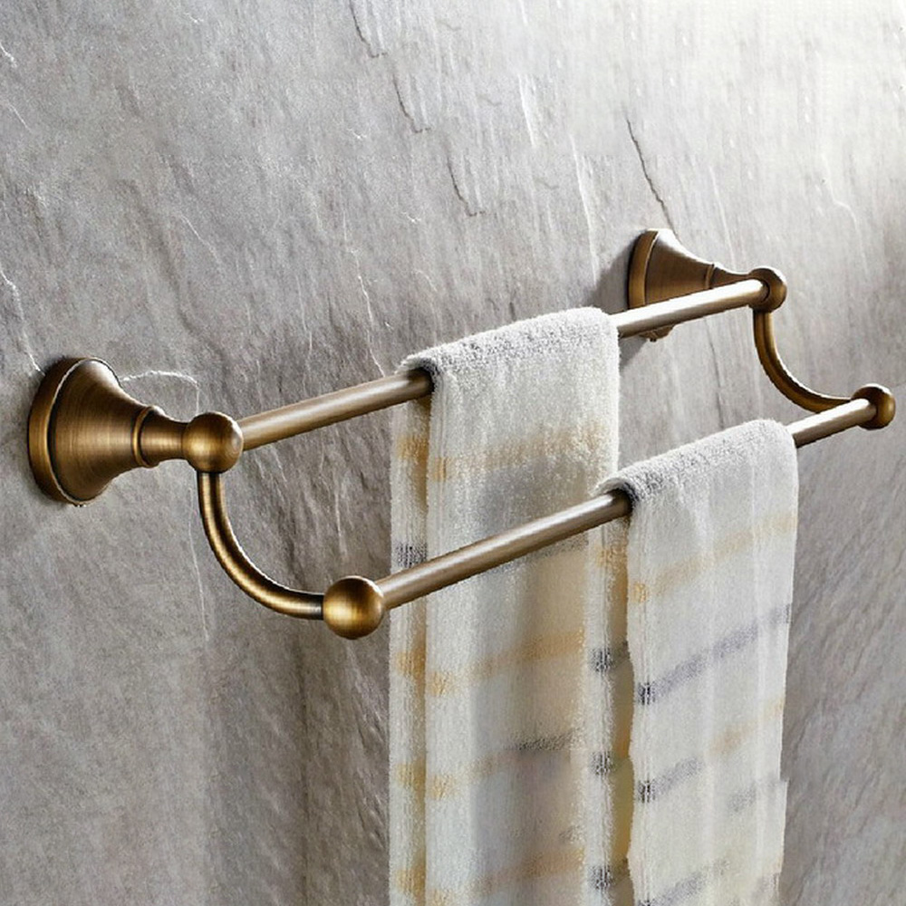 Antique Brass Wall Mounted Double Towel Rail Holder Rack Bathroom Accessories Towel bar Towel holder tba077