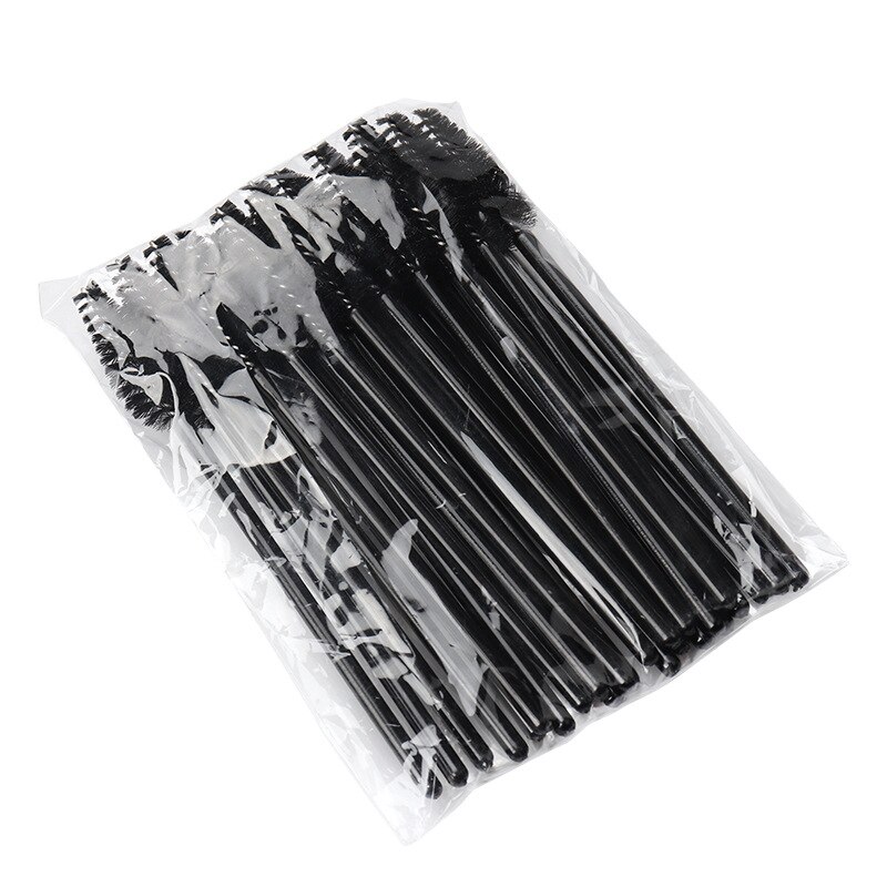 25pcs ciglia finte pennelli trucco Mascara bacchetta microbrush sopracciglio ciglia cosmetici applicatore strumento estensione ciglia: All black