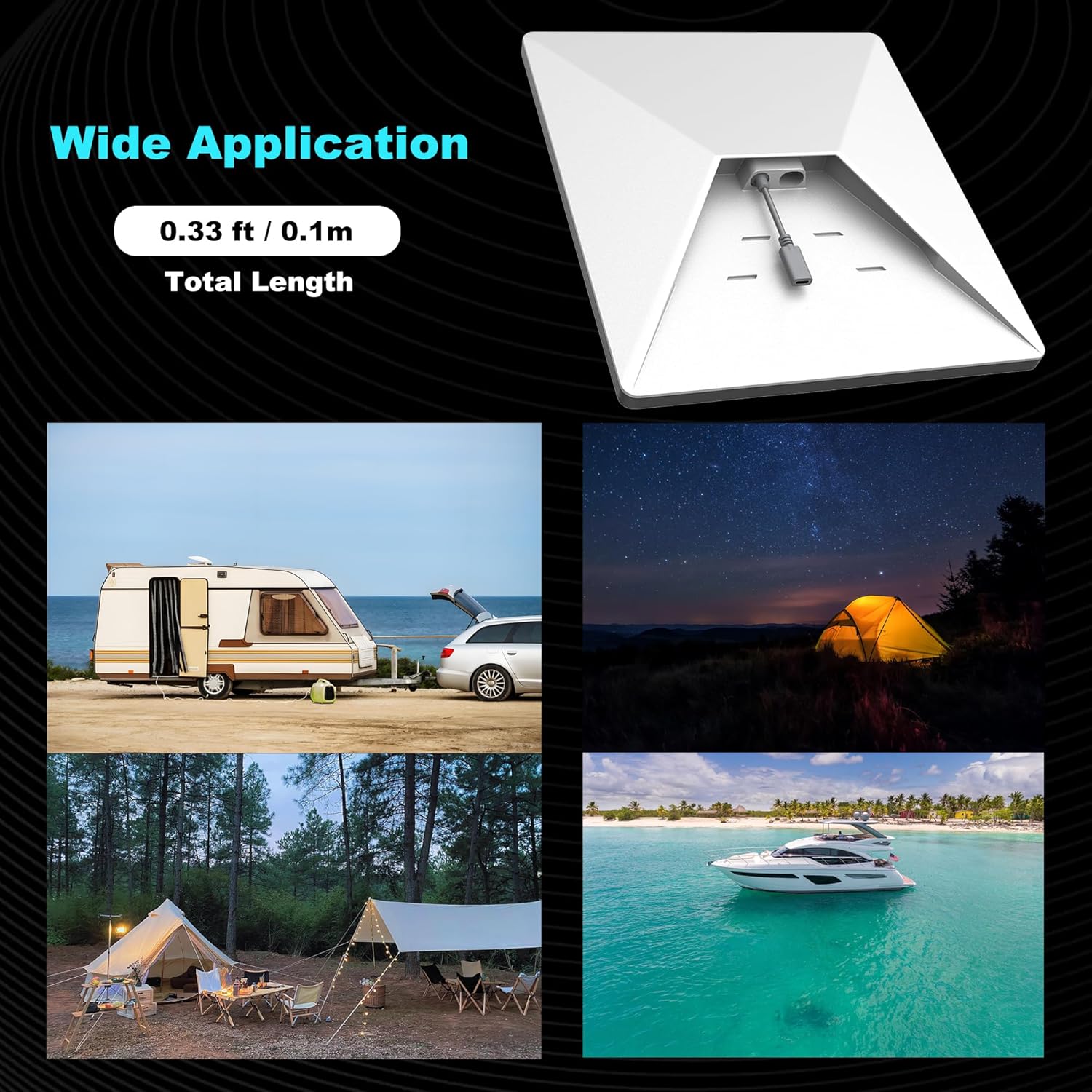 USB-C fêmea para dc macho adaptador de cabo de alimentação curto para starlink mini compatível com 20v/100w tipo-c pd power plug & play
