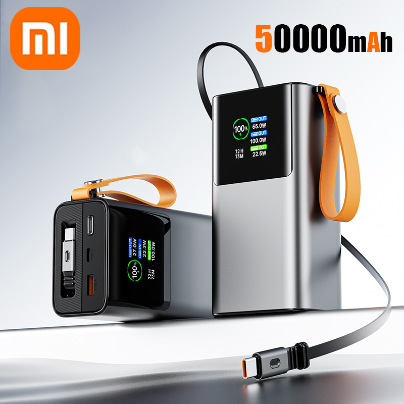 Xiaomi 165w 50000 mah powerbank bärbar pd externt batteri led powerbank för macbook pro för ipad snabbladdningsstation: Grön