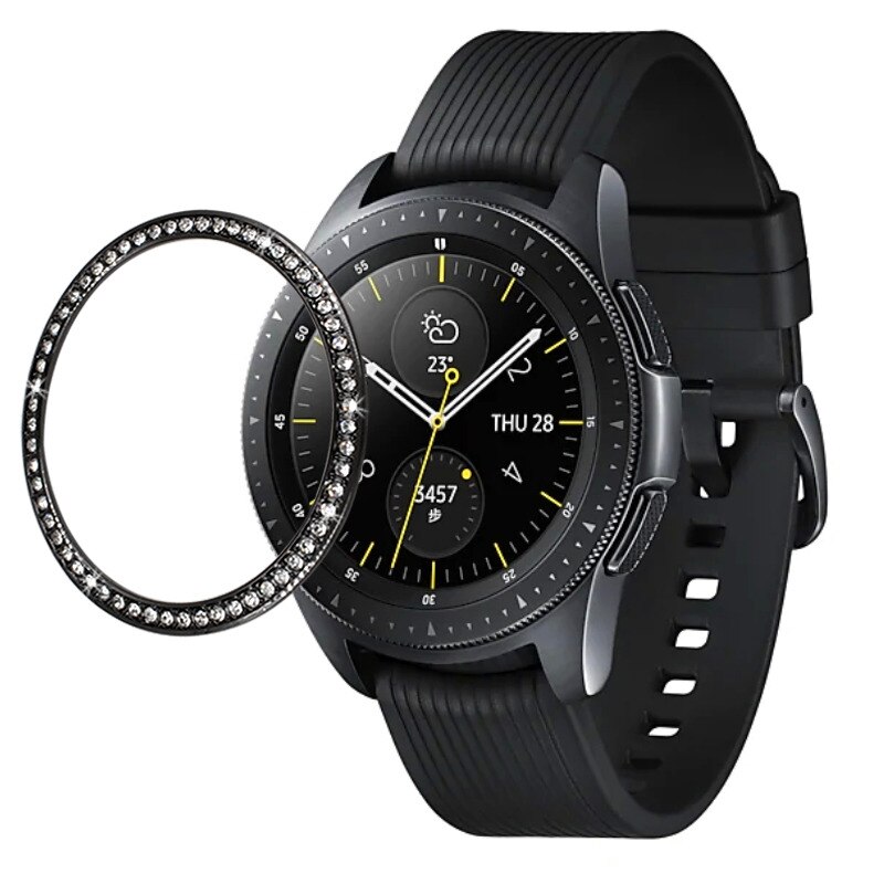 Galax fit smart watch lock till samsung galaxy watch 46mm 42mm bezel ring smart accessoarer självhäftande skydd mot repor: Svart / Galaxklocka 42mm