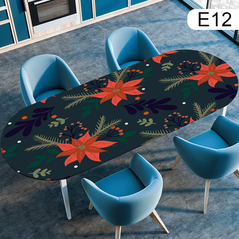Oval Table Cover Waterproof Oil-Proof Tablecloth Elastic Kitchen Dining Wedding Party Table Cover Outdoor Courtyard Home Decor
