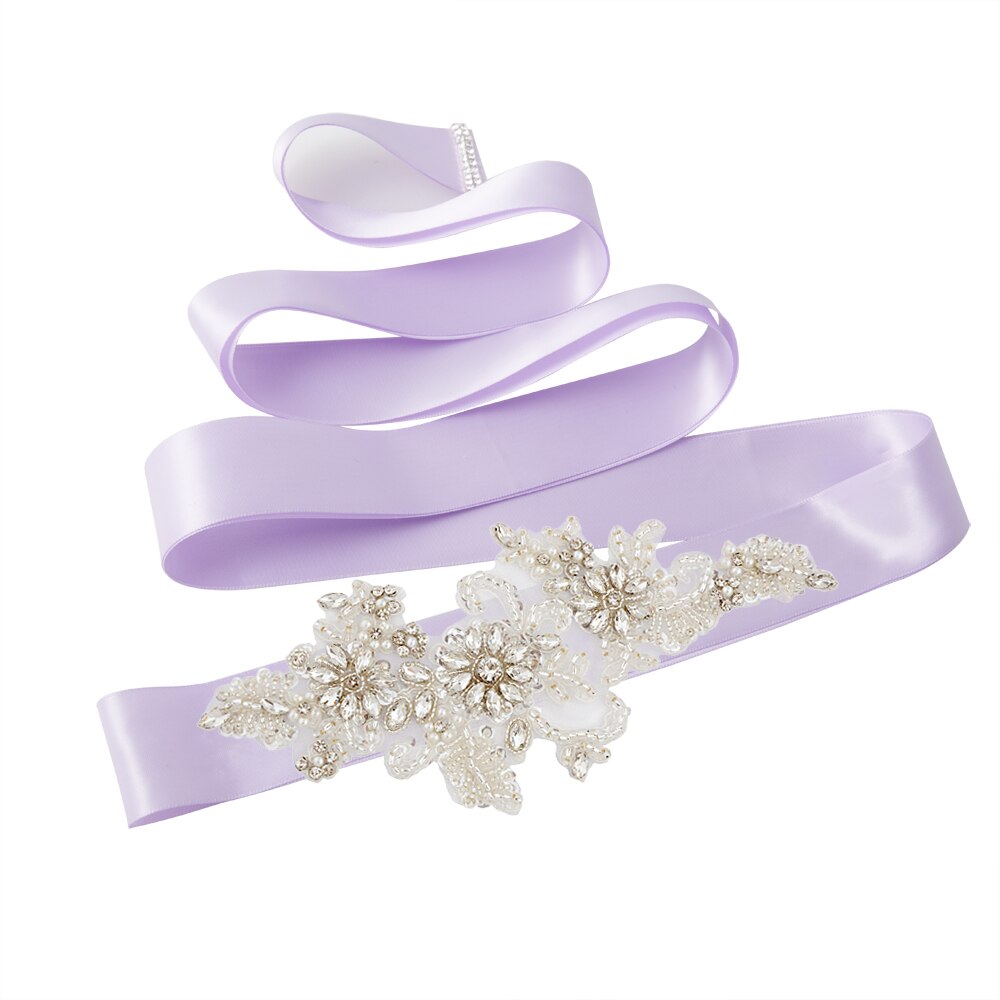 TRiXY S139 strass ceinture perles mariage ceinture argent diamant ceinture mariée ceinture mariage robe accessoire blanc brodé ceinture: voilet