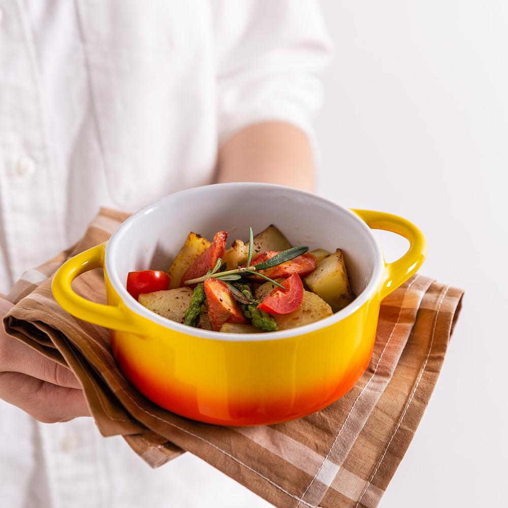 Gradiënten Keramische Cakevorm Bakplaat Set Pudding Mould Keuken Oven Ronde Bakvormen Pan Met Deksel Soepkom