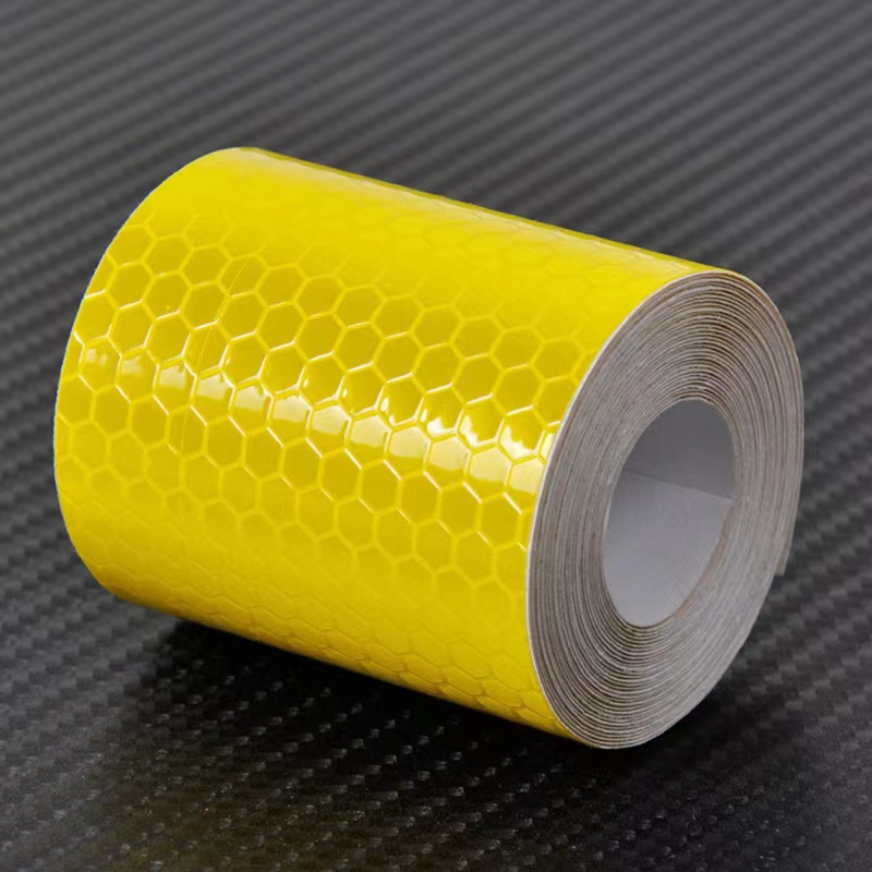 Cinta adhesiva reflectante para coche, de seguridad, cinta de advertencia impermeable, tira reflectora, pegatina protectora, película reflectante: YELLOW