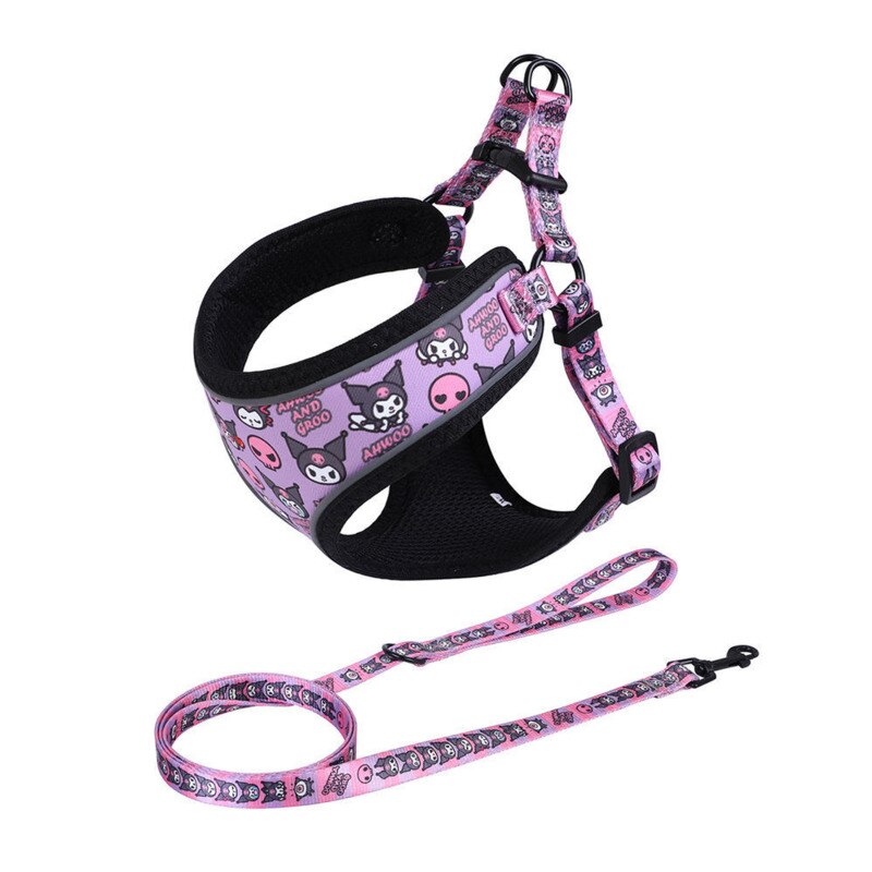 Pet Dog Harness Set Purple Print Reflective Pet Harnesses For Dogs Puppy Breathable Cat Harness And Leash Sets Cat Leash