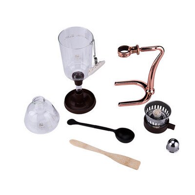 Retro Household Stainless Steel Siphon Pot Glass Siphon Coffee Pot Appliance Manual Brewing Coffee Gold-Plated Set 3cups