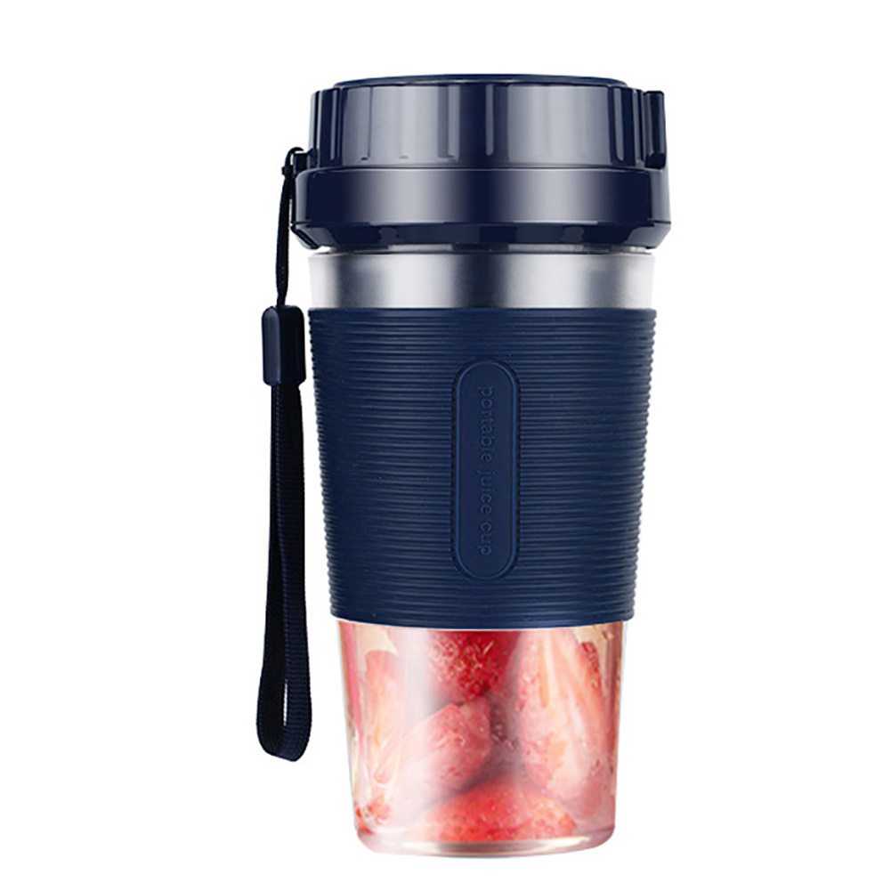 300ml mini bärbar hushållsfruktjuicer usb uppladdningsbar juicepress kopp frukt smoothie mixer mixer flaska maskin sportflaska: Blå