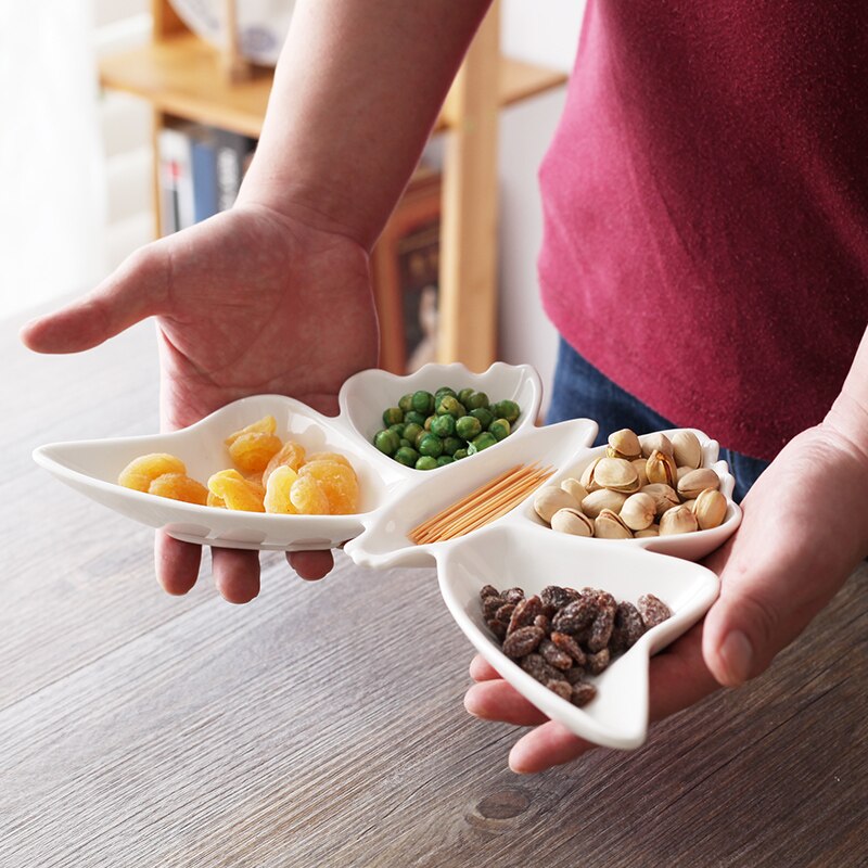 Platos de aperitivos de porcelana con forma de mariposa, platos de frutas, plato para tartas, plato para dulces, bandeja para ensaladas, vajilla de cerámica, vajilla decorativa.
