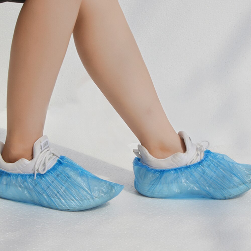 1000Pcs Disposable Shoe Covers Plastic Protection Thick Outdoor Rainy Day Carpet Cleaning Shoe Cover Waterproof Shoe Covers Blue