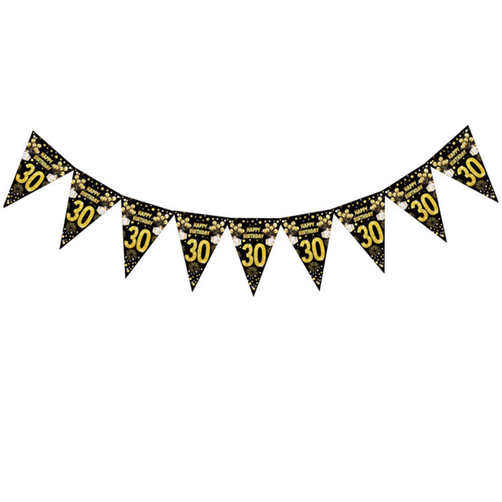 Streamer de papel dorado negro, pancarta colgante de cumpleaños para 16 18 21 30 40 50 60 años, decoración para de cumpleaños, aniversario