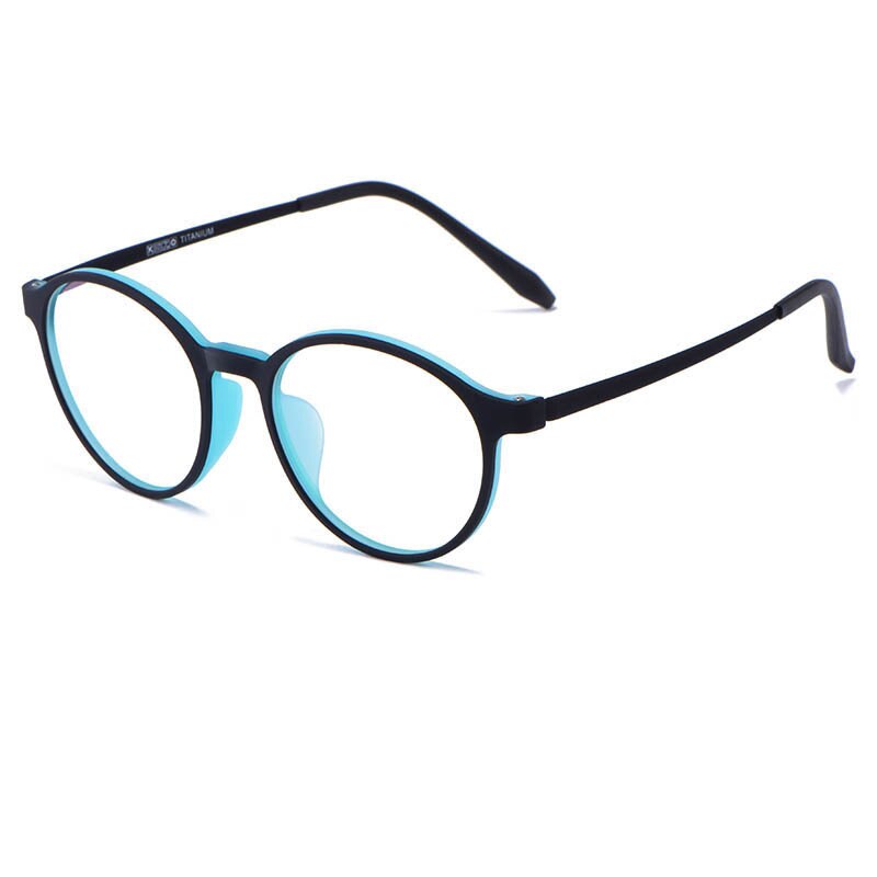 Gafas de montura de gafas redondas para hombre y mujer, anteojos de montura de gafas redondas ultralivianas de aleación de titanio para miopía, graduadas ópticas, montura para Miopía: Black Green