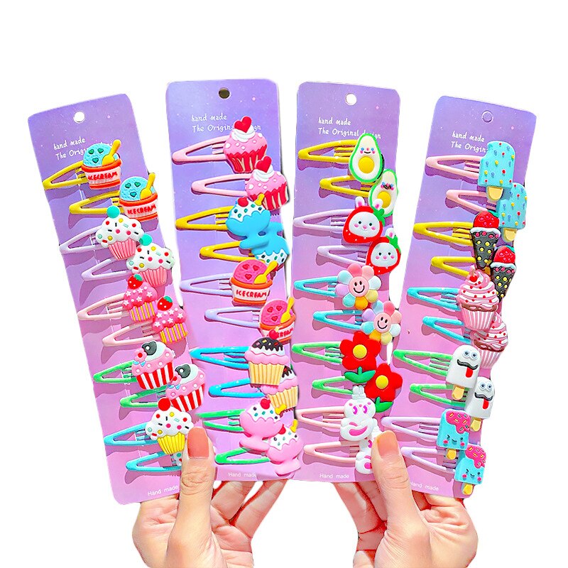 10 Stck mischen-Farbe Regenbogen Eis Baby Mädchen schnappen Haar Clips Keine Unterhose Metall Haar Barrettes Haar Stifte freundlicher Haar Zubehör