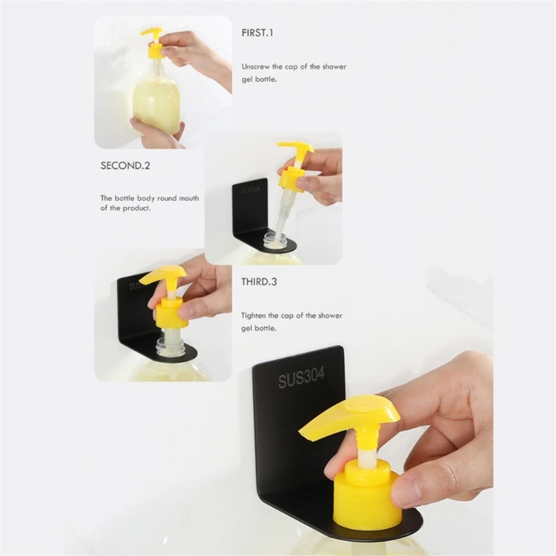 Hanging Hanger Wall No Drill Paste Bracket Shampoo Soap Liquid Bottle Holder Stand Hook Shower Gel Bottle Rack Hook