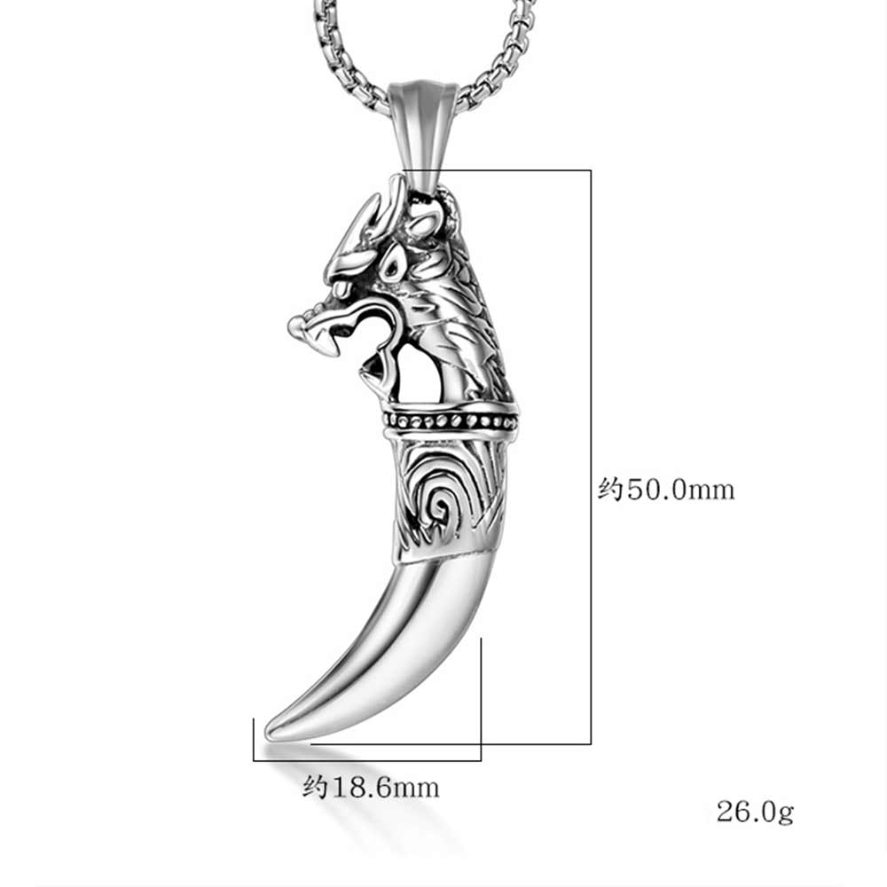 Jhsl Man Mannen Ketting Wolf Tand Hanger Rvs Sieraden Voor Mannelijke Leverancier: Large 5cm / 55cm