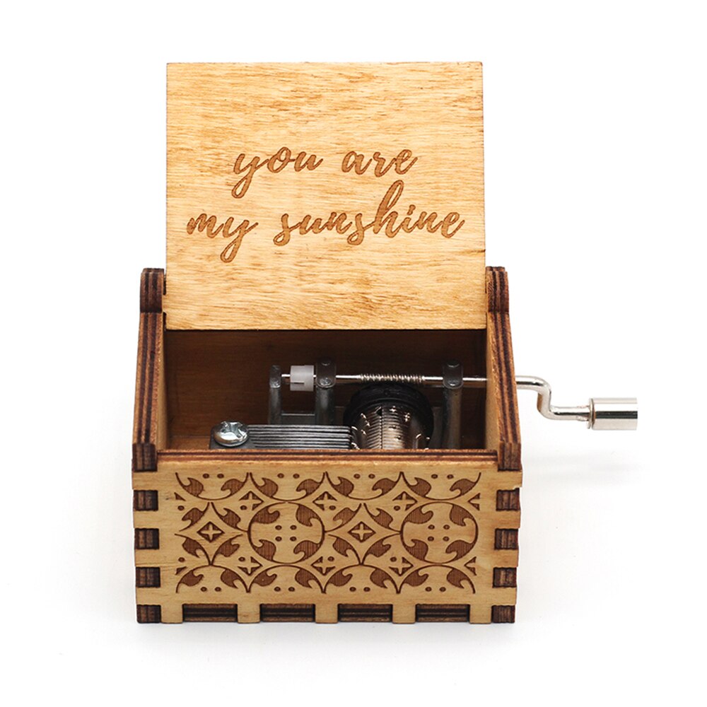 Graveren Handgemaakte Houten Muziekdoos Hand Crank Music Box Antieke Gesneden Vintage Aanwezig Kerst Cadeau Voor Liefhebbers: 05