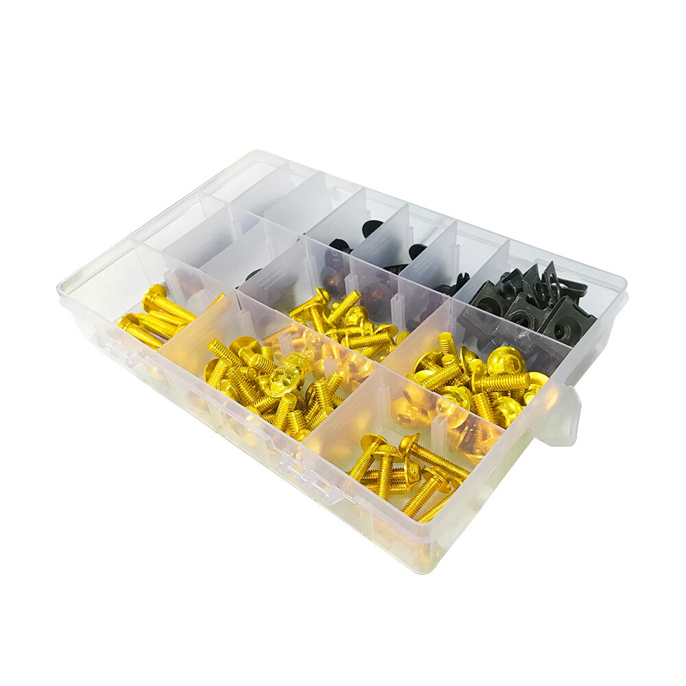 Kit de tornillos de carenado Universal, Clips de sujeción para Suzuki GSXR 600, 750, 1000, 600, 750, 1000, K1, K2, K3, K4, K5, K6, K7, K8, K9, 195/Uds.: Oro