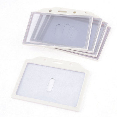 5 Pcs 92mm x 57mm White Frame Clear Front Rear Office Work Card Holder