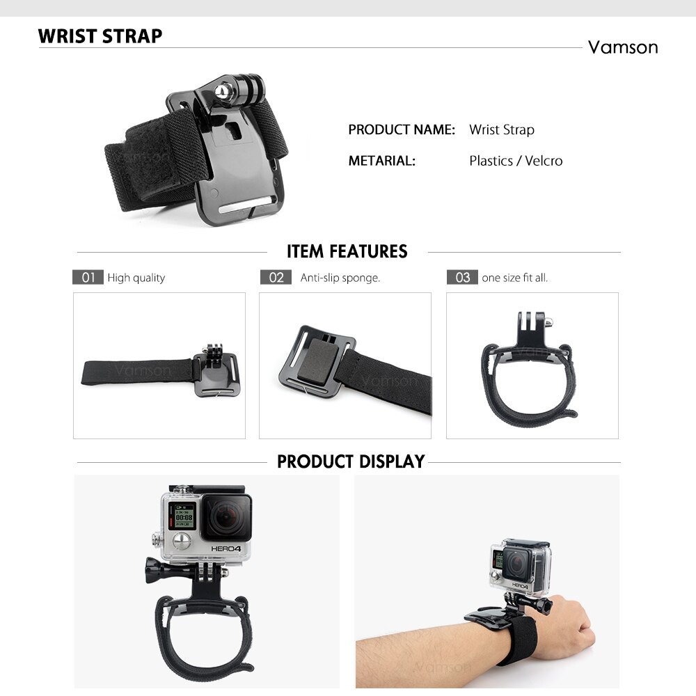 Vamson-kit de accesorios para Gopro Hero 5 4 3, correa para la cabeza para Xiaomi Yi 4 K, Bobber Floaty para SJCAM VS45