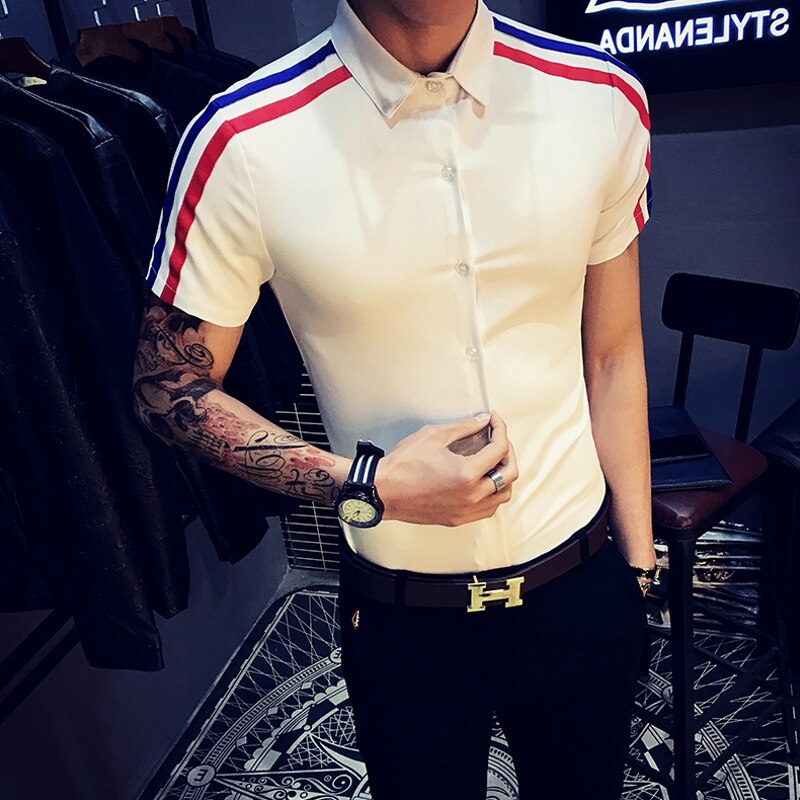 Chemise homme manche court sommertøj camicia uomo frisør barber shop barber herre kortærmet skjorte moda hombre