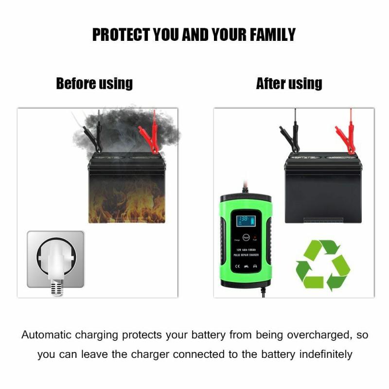 Full Automatic Car Battery Charger 12V 6A Intelligent Fast Power Charging Battery Charging Unit Digital LCD Display Battery