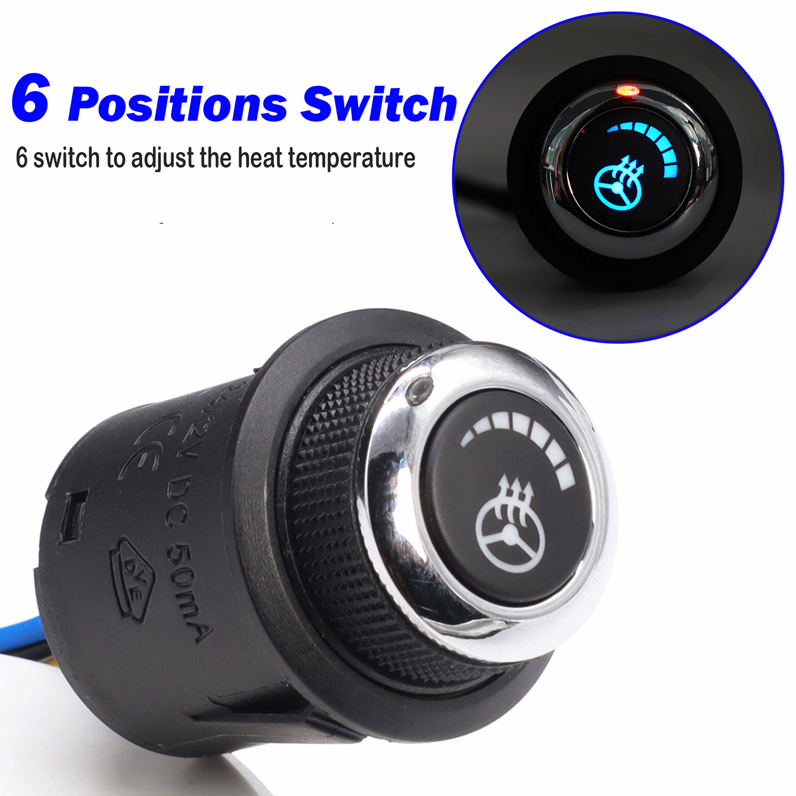 Auto beheizte Lenkradabdeckung Heizung DIY Bausatz Pad Winter blau Lampenschalter Handwärmer 12V Innenraum Universal- Lastwagen Lieferwagen
