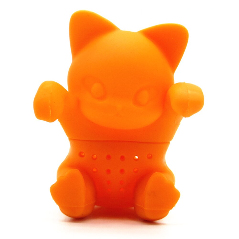 Infusore per tè in silicone per uso alimentare simpatico gattino a forma di colino da tè in silicone strumenti per tè arancione adorabile filtro per teiera bustine di tè bicchieri